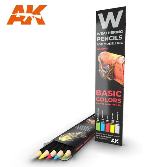 Weathering Pencils: BASIC COLORS Shading & Demotion Set - AK10045