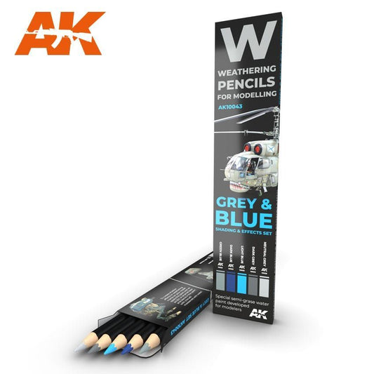 Weathering Pencils: GREY & BLUE SHADING & EFFECTS Set - AK10043