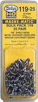 #119-25 HO Scale Bulk Pack - 25 pair #119 SE Shelf Whisker® Metal Coupler - Medium (9/32") Centerset Shank - 11925 : HO