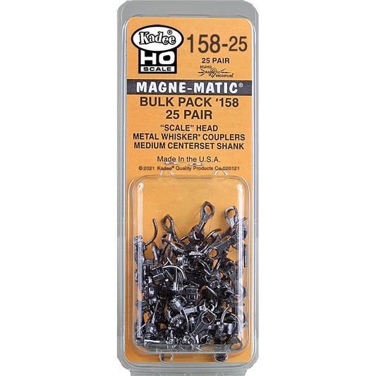 HO Scale Bulk Pack - 25 pair #158 Scale Whisker Metal Couplers-15825 : HO