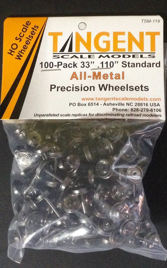 33" .110" Standard All-metal Precision Wheelsets 100-Pack-119 : HO