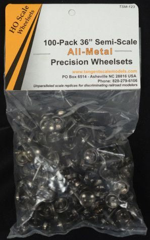 36 Inch Semi-scale All-metal Precision Wheelsets - 100 Pack - 123 : HO