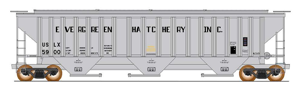 4750CF Rib-Sided 3-Bay Covered Hopper Evergreen Fish Hatchery-653109 : N