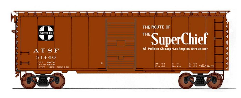 40' PS-1 Boxcar Santa Fe BX57 - Super Chief - 45432 : HO