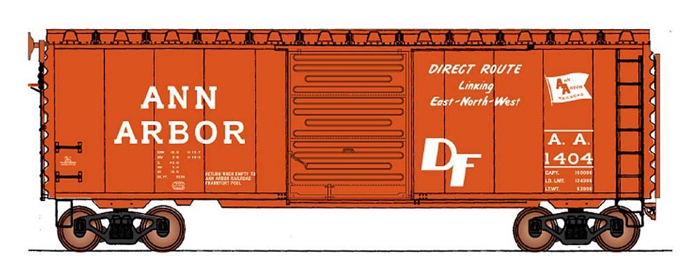 40' PS-1 Boxcar Ann Arbor AA Direct Route Multiple Numbers - 45428 : HO