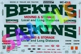 Bekins Tractor/Trailer Decals (1970s+) MC-4322 : HO