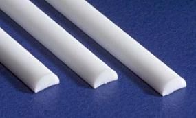 .080" (2.0mm) Opaque White Polystyrene Half Round 4/pieces - 242