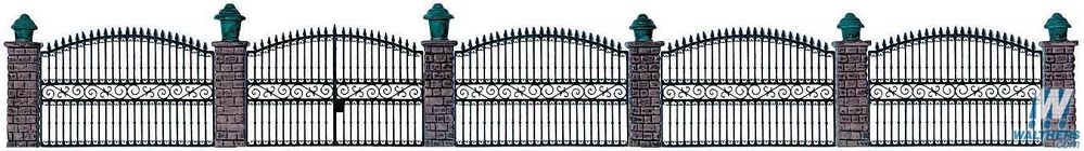 Wrought Iron Fence w/Brick Columns - 550 : HO