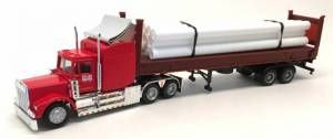 Kenworth W-900 40 FT Flat Trailer w/Pipe Load - 6536 : HO