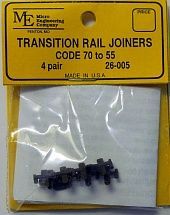 Plastic-Insulated Transition Rail Joiners Code 70 to 55 -26005 : HO