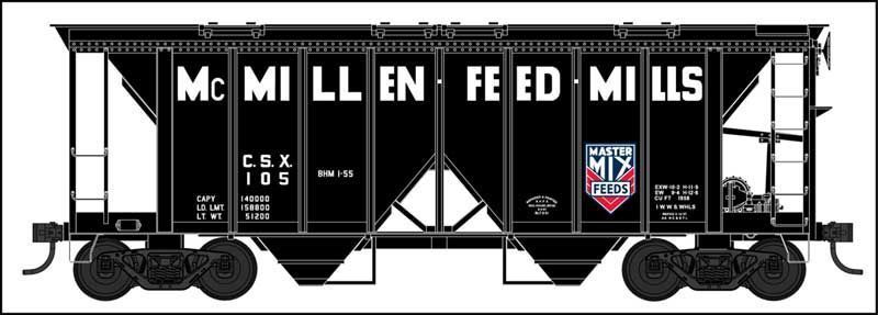 70-Ton 2-Bay Covered Hopper - McMillen Feed Mills-42761 : HO