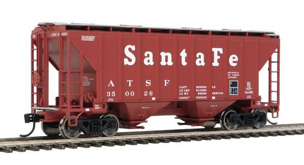 37' 2980 Cubic-Foot 2-Bay Covered Hopper Santa Fe-7951 : HO