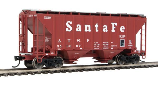 37' 2980 Cubic-Foot 2-Bay Covered Hopper Santa Fe-7952 : HO