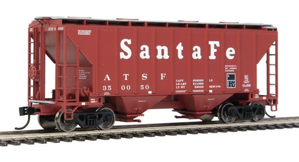 37' 2980 Cubic-Foot 2-Bay Covered Hopper Santa Fe-7953 : HO