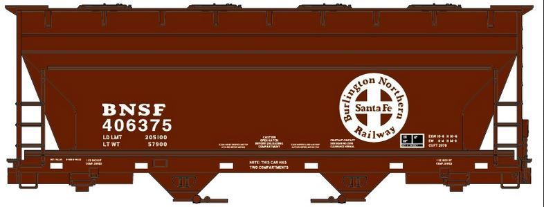 40 FT ACF 2-Bay Center-Flow Covered Hopper BNSF-81391 : HO