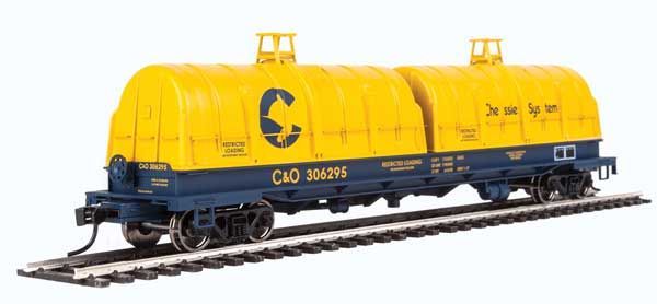 50' Evans Cushion Coil Car - Chessie/C&O 306295 w/Glass-Fiber Hoods - 105241 : HO
