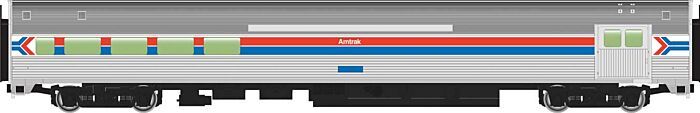 85 FT Budd Baggage/Lounge Amtrak(R) Phase I- 30065 : HO