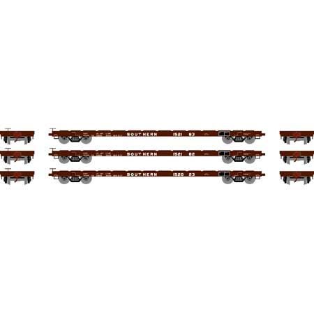 60' Flat Car, SOU Brown (3-Pack) - 97086 : HO