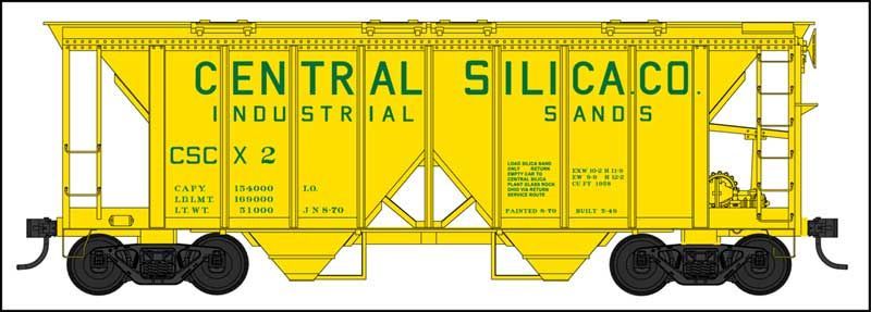 70-Ton 2-Bay Covered Hopper - Central Silica Co-42745 : HO