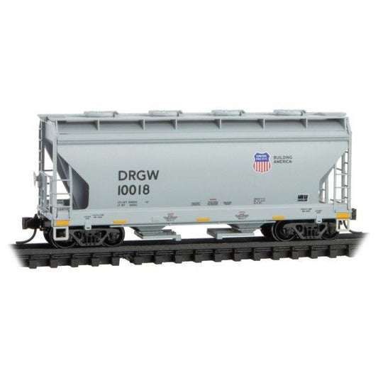 ACF 39 Ft 2-Bay Center-Flow Covered Hopper - Union Pacific/ex Denver & Rio Grande Western-09200501 : N