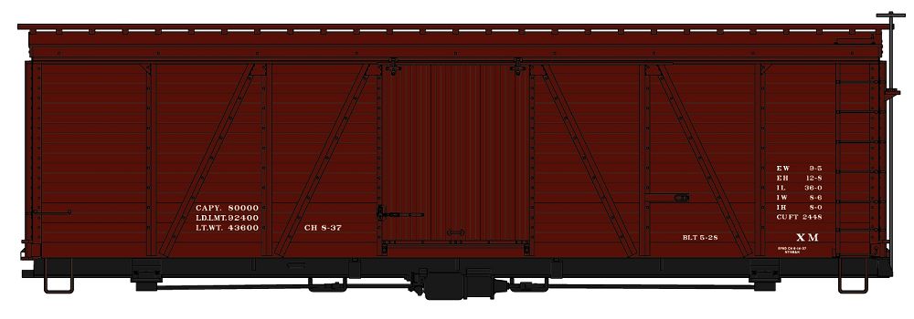 Fowler 36 FT Wood Boxcar - Data Only (Kit) - 1198 : HO