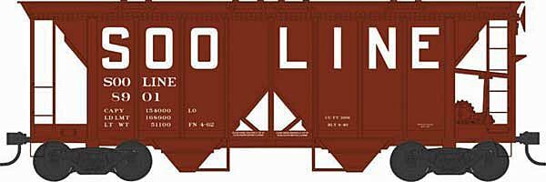 70-Ton 2-Bay Covered Hopper w/Open Sides - Soo Line-43283 : HO