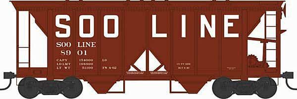 70-Ton 2-Bay Covered Hopper w/Open Sides - Soo Line-43284 : HO