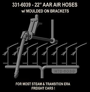 AAR 22 Inch Real Rubber Air Hoses w/Brackets - 6039 : HO