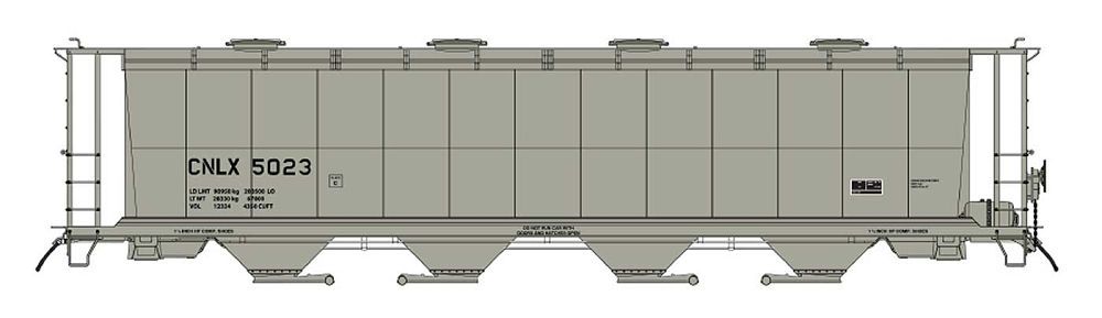59' 4-Bay Cylindrical Covered Hopper Round Hatch Version CNLX - 45240 : HO