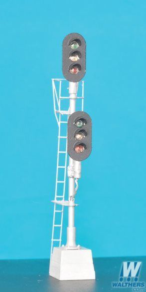General Railway Signal (GRS) Double-Headed 3/3 Style "D" w/Individual Visors Colored LEDs - SG941 : HO