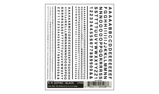 Dry Transfers RR Gothic Letters/#s-black - DT508