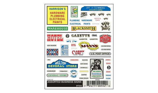 Dry Transfer Decals Assorted Businesses Signs - DT552 : HO