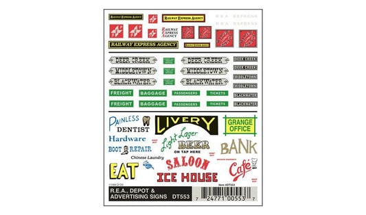 Dry Transfer Decals - REA Depot & Advertising Signs - DT553 : HO