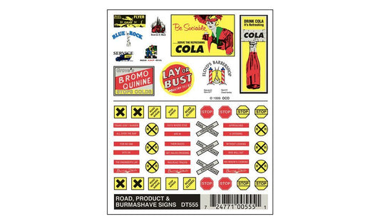 Dry Transfer Signs Road, Product & Burma Shave - DT555 : HO