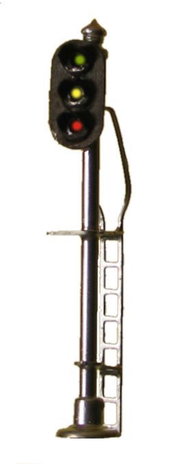 Single Head - Vertical Three Light w/Individual Visors Signal, w/Green, Yellow and Red LEDs, Brass Construction - H856 : HO