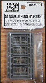 6/6 Double-Hung Masonry Window with Glazing and Shades -- 38 x 68" Scale pkg(12) - 8308 : HO