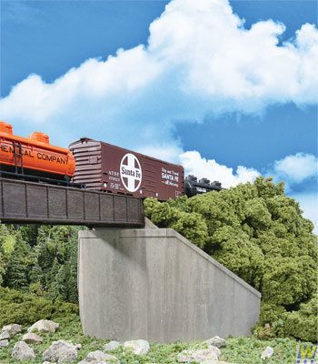 Single-track Railroad Bridge Concrete Abutments Pkg(2) -- Kit - 4551 : HO