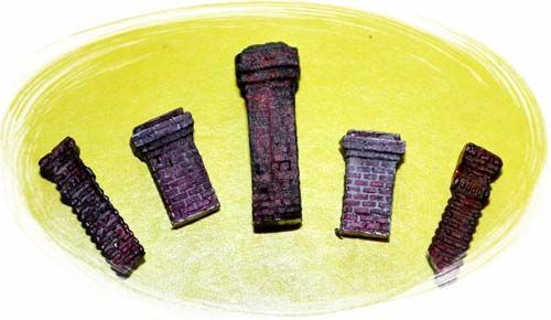 Assorted Brick Chimneys -- Unpainted Metal Castings pkg(5) - 0203 : HO