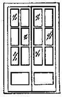 Door 6'9" Assay Office Double Door w/12-Pane Window - 5022 : HO