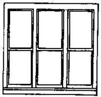 100″ x 92″ Triple Window/Double Hung, 6 Pane HO/HOn3 - 5204 : HO