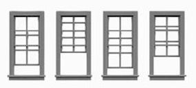 4/4 DH Open Windows 27"W x 62"H with Glazing & Shades - 8069 : HO
