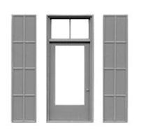 50" x 115" 1 Lite Masonry Door with 2 Lite Transom & Steel Shutters - 8112 : HO