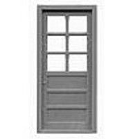 6 Light 3 Panel Door (gray Styrene) -- Single; Scale 33 X 80 Inch - 8150 : HO